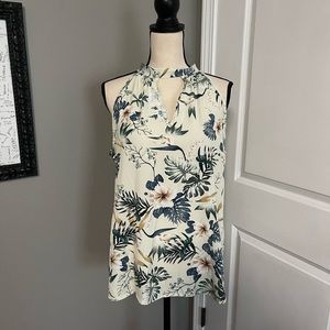 NWOT off white floral tank/halter top, size large